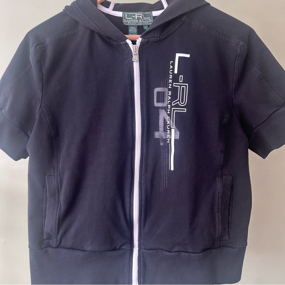 Lauren Ralph Lauren Active BlackWomen's Short Sleeve Zip-Up
Hoodie Sweatshirt XL - Picture 4 of 11